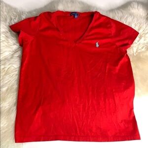Ralph Lauren Red V-Neck Classic T-Shirt Kids Large shirt sleeve